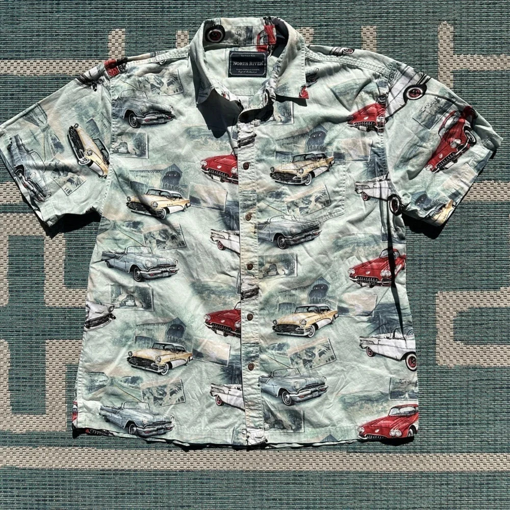 North River Classic Vintage Car Button-Up Shirt size XL